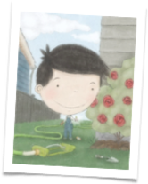 A boy in the garden from E Is for Environment